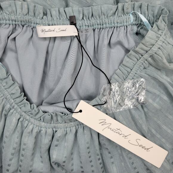 Mustard Seed Babydoll Peasant Style Flowy Top Sea Foam Green | Small - Picture 8 of 11